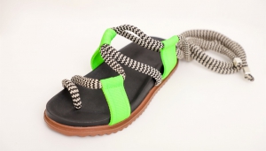 1004 - Sandalia Birken Ametista Verde Neon 