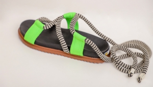 1004 - Sandalia Birken Ametista Verde Neon 