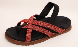 1005 - Sandalia Birken Latita Tira Nylon em Tons Vermelho