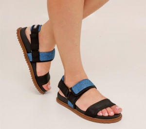 1008 - Sandalia Birken Opala Azul Jeans/ Preto